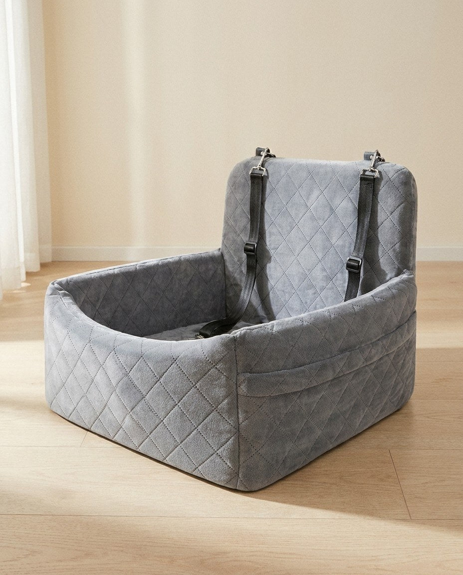 Nestsitz Velour Grau, rautengesteppter Velours-Bezug