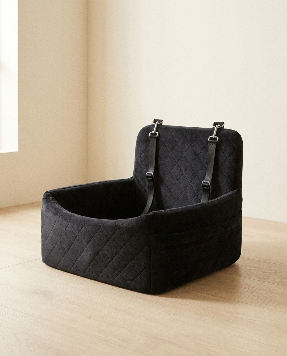Nestsitz Velour Schwarz, rautengesteppter Velours-Bezug